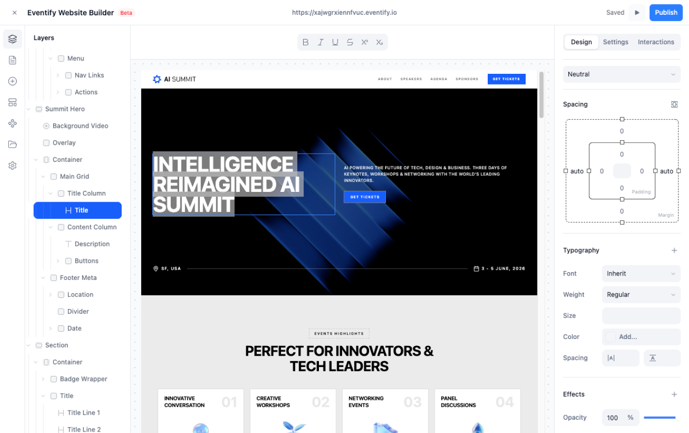 Access the Website Builder